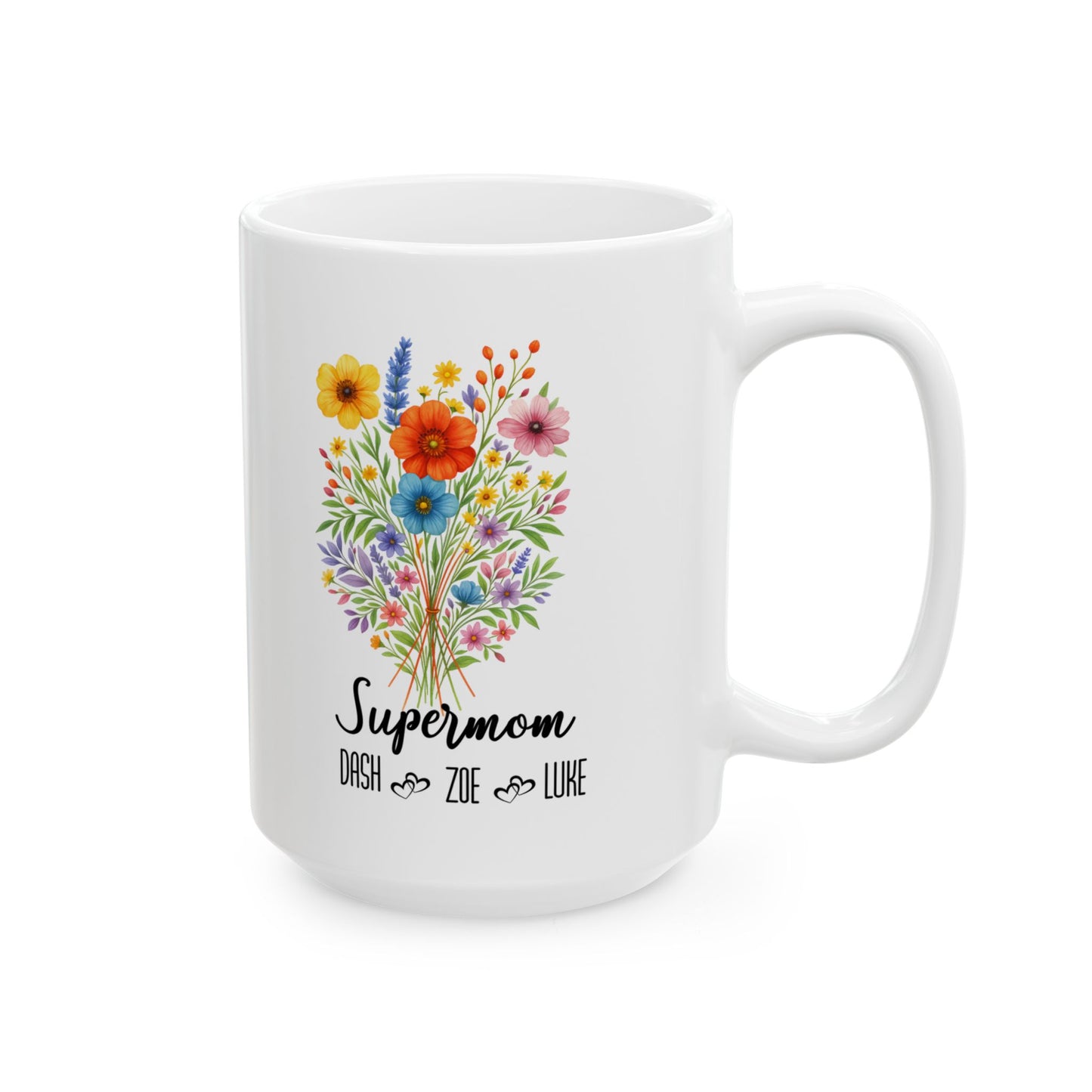 Supermom Mug 11oz 15oz Custom Coffee Cup Gift for Mom Birthday or Mothers Day Present Personalized Ceramic Mug for Super Hero Mom