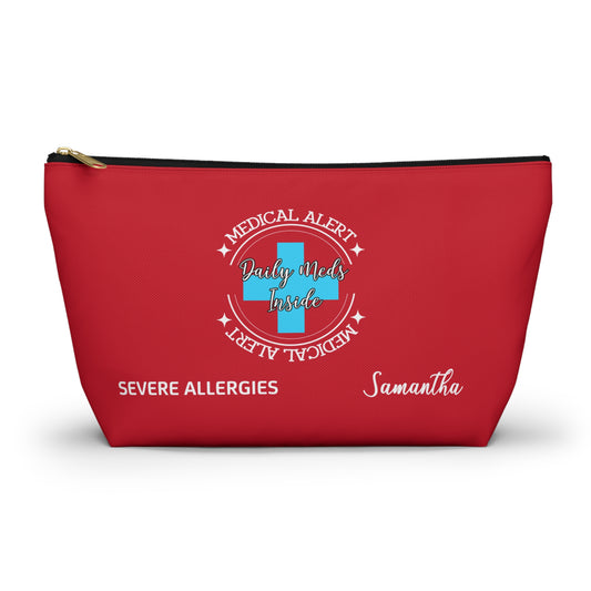 Personalized Medical Alert Daily Meds Pouch for Severe Allergies Samantha Emergency Medication Organizer Travel Case