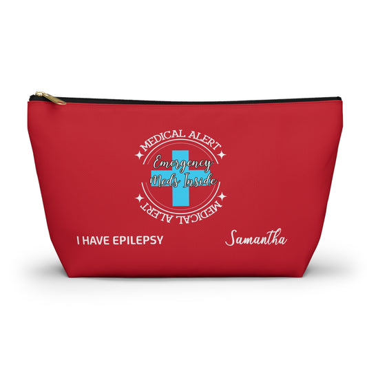 Personalized Medical Alert Emergency Meds Pouch for Epilepsy Samantha Seizure Medication Organizer for School or Travel