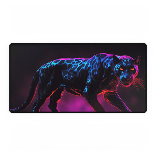 Neon Panther Desk Mat - Stylish Mouse Pad, Office Accessory, Gamer Gift, Home Decor, Desk Organizer