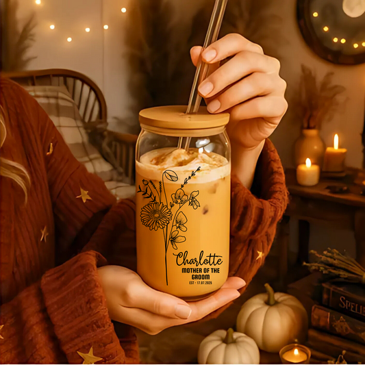 Personalized Mother of the Groom Sipper, Groom Mom Gift, Wedding Party Sipper, Wedding Keepsake, Custom Wedding Gift, 16oz Glass Cup