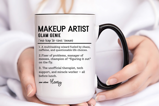 Glam Genie Mug, Funny Makeup Artist Gift, Beauty Lover Mug, MUA Coffee Cup, Personalized Makeup Mug, Colorful Mug (11oz, 15oz)