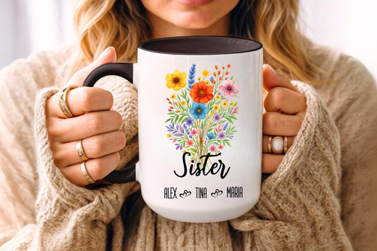 Sister Mug 11oz 15oz Custom Coffee Cup Gift for Sister Birthday or Just Because Personalized Ceramic Mug for Her from Brother or Sister