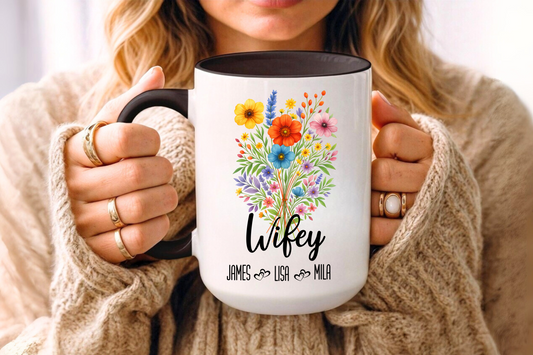 Wifey Mug 11oz 15oz Custom Coffee Cup Gift for Wife Romantic Gift for Her Birthday or Anniversary Personalized Ceramic Mug