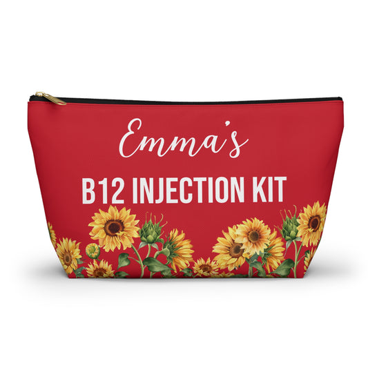B12 Injection Kit Medical Alert Pouch Personalized Vitamin B12 Supply Bag for Travel Daily Use Emergency Storage with Name Option