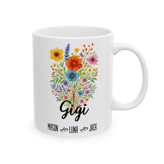 Gigi Mug 11oz 15oz Custom Coffee Cup Gift for Grandma Birthday or Mothers Day Personalized Ceramic Mug for Her from Grandkids