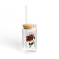 Sipper Glass, August Birth Flower, Poppy Floral Design, 16oz Drinkware, Birthday Gift, Coffee Mug, Tea Cup, Home Decor, Kitchenware