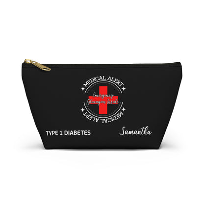 Personalized Medical Alert Emergency Glucagon Kit Pouch for Type 1 Diabetes Samantha Insulin and Hypoglycemia Supplies Organizer