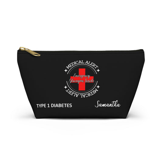 Personalized Medical Alert Emergency Glucagon Kit Pouch for Type 1 Diabetes Samantha Insulin and Hypoglycemia Supplies Organizer