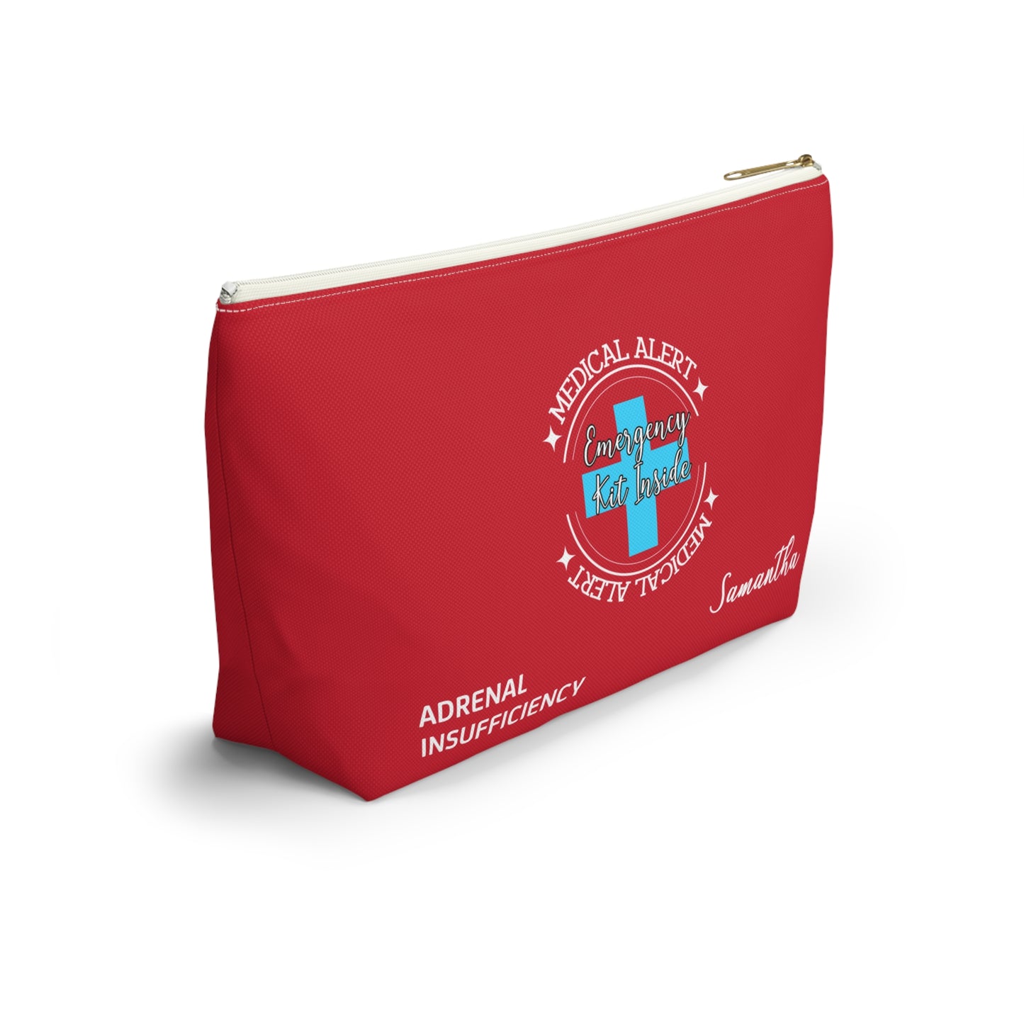 Personalized Medical Alert Emergency Kit Pouch for Adrenal Insufficiency Samantha Medication Organizer for Daily or Travel Use
