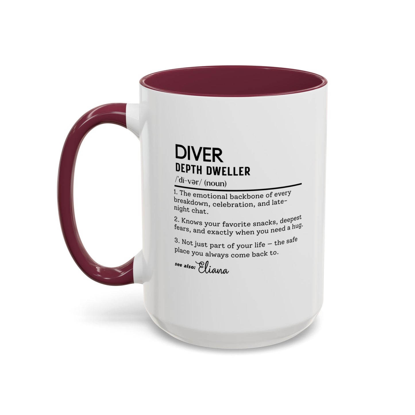 Diver Dictionary Mug, Funny Depth Dweller Coffee Cup, Custom Ocean Lover Mug Gift, Colorful Mugs (11oz, 15oz), Scuba Diver Gift