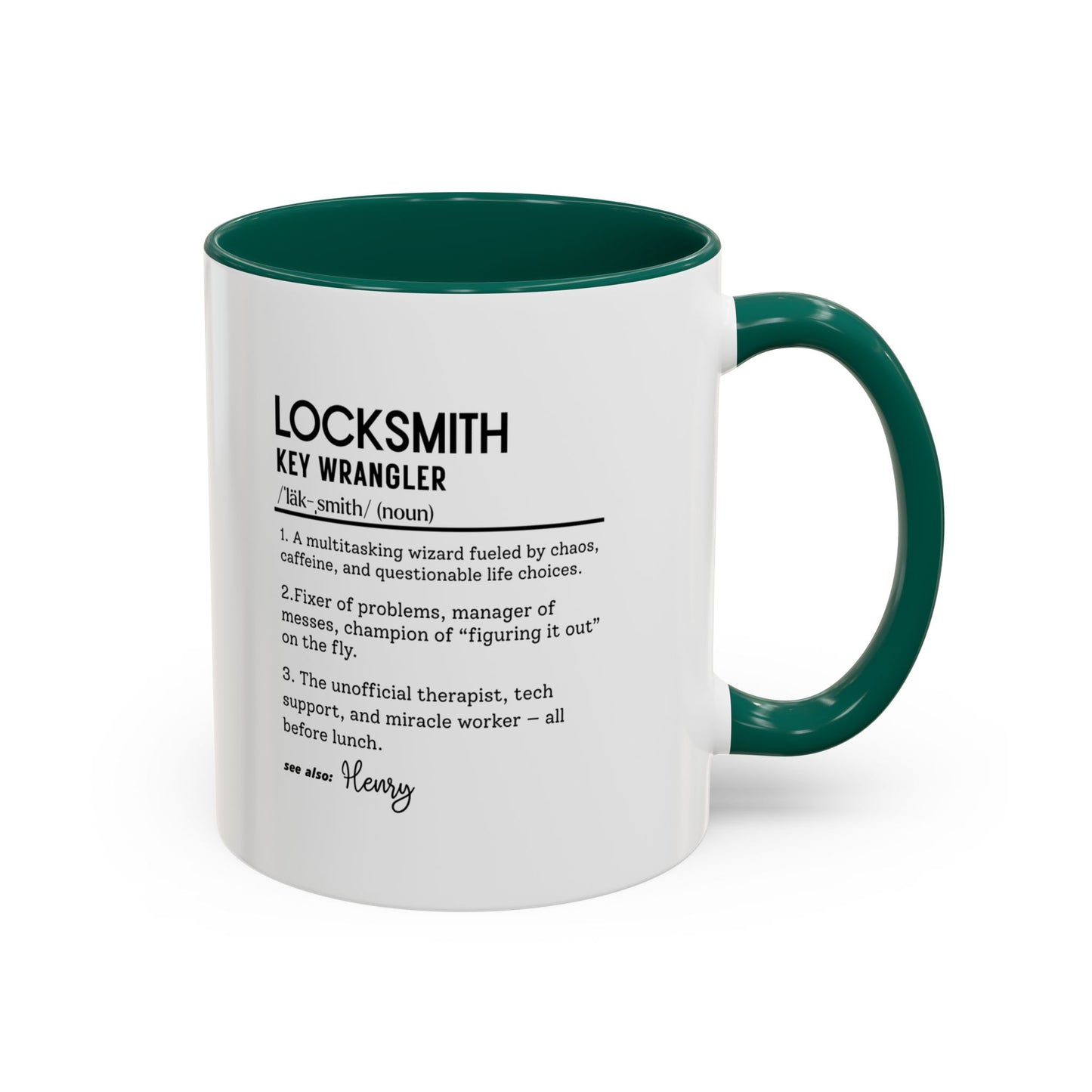 Custom Locksmith Dictionary Mug, Funny Key Wrangler Mug, Personalized Coffee Cup Gift for Locksmith, Punny Tradesman Mug