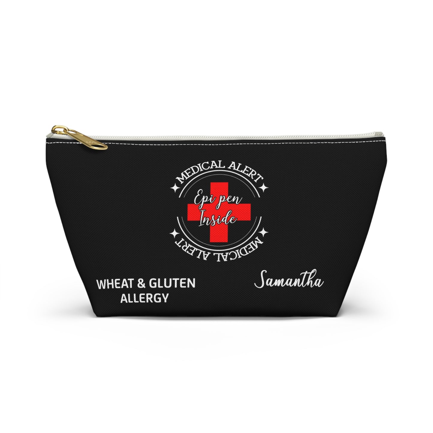 Personalized Medical Alert EpiPen Pouch for Wheat and Gluten Allergy Samantha Emergency Allergy Meds Bag and Travel Organizer