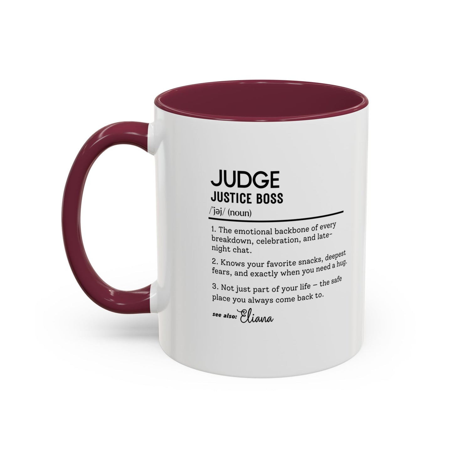 Judge Dictionary Mug, Funny Justice Boss Coffee Cup, Custom Courtroom Gift Idea, Law Office Decor Mug