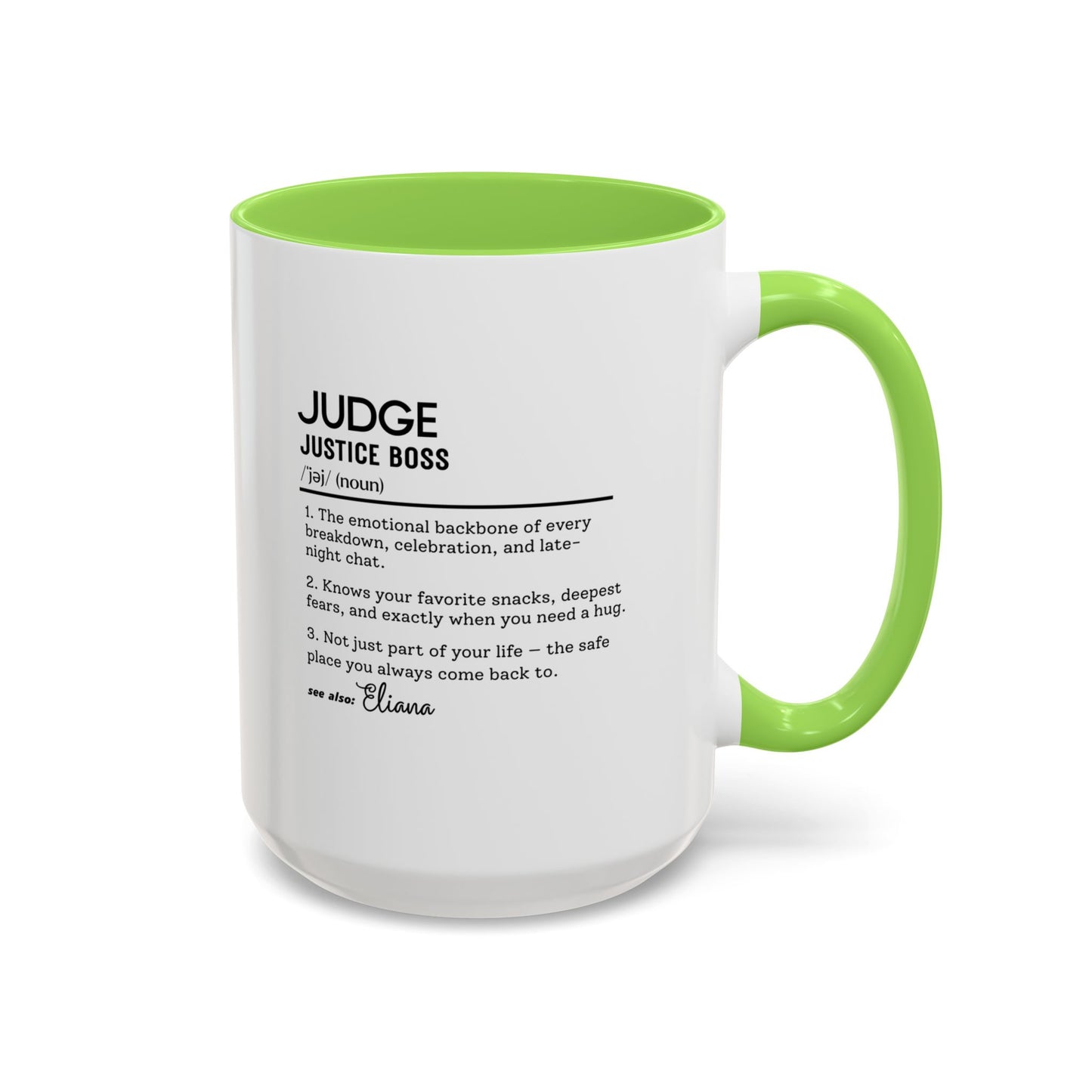 Judge Dictionary Mug, Funny Justice Boss Coffee Cup, Custom Courtroom Gift Idea, Law Office Decor Mug
