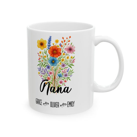Nana Mug 11oz 15oz Custom Coffee Cup Gift for Grandma Birthday or Mothers Day Personalized Ceramic Mug for Her from Grandkids