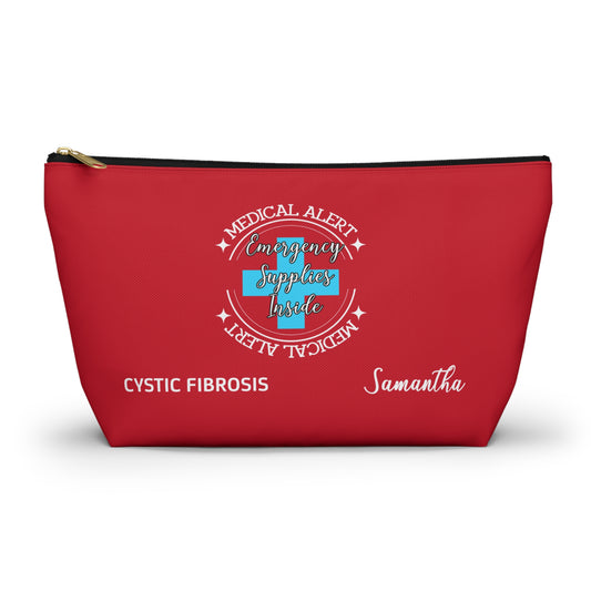 Personalized Medical Alert Emergency Supplies Pouch for Cystic Fibrosis Samantha Daily Medication and Respiratory Care Organizer