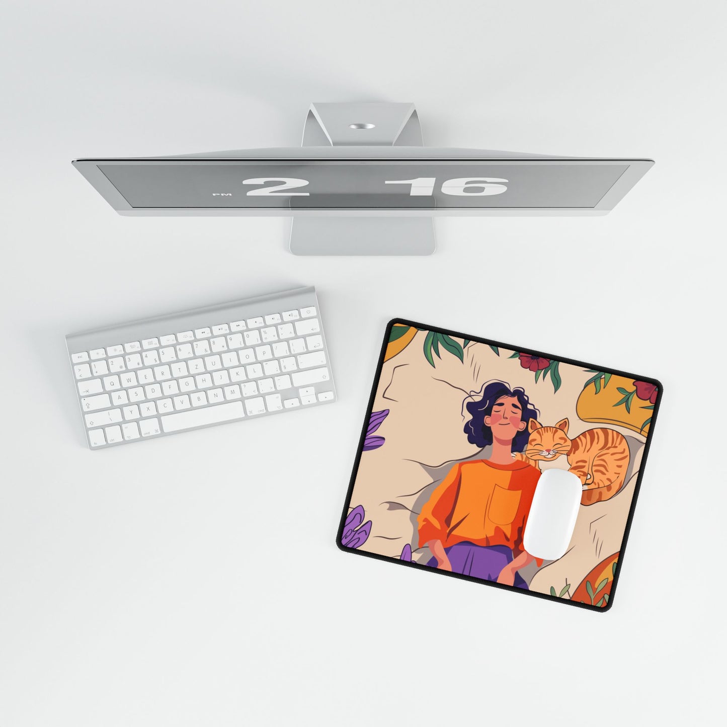 Cozy Cat-Themed Desk Mat, Cute Desk Accessories, Home Office Decor, Gift for Cat Lovers, Relaxing Workspace