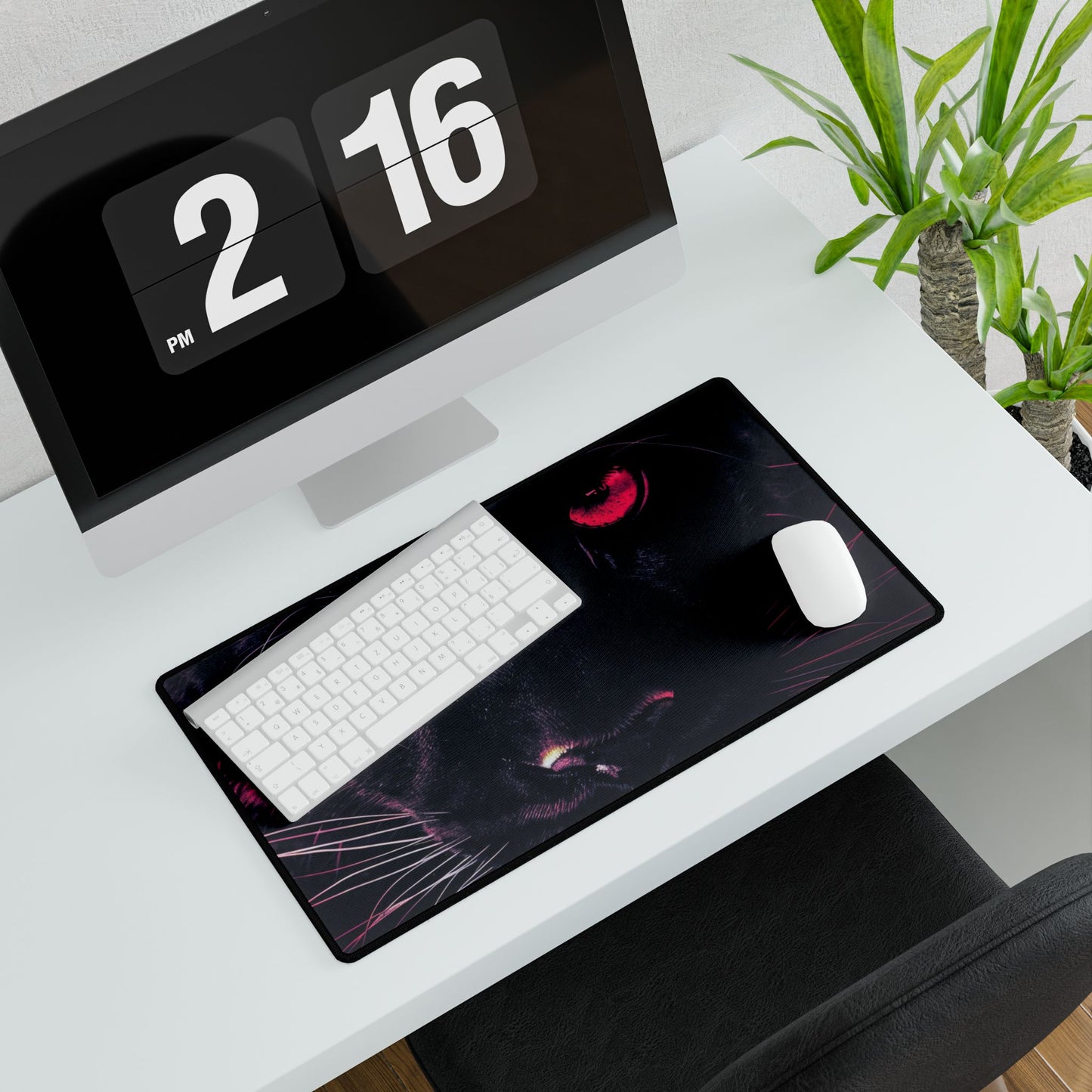 Mystical Panther Desk Mat - Stylish Workspace Decor, Office Accessory, Gaming Matt, Home Office Gift, Red Eyes Design