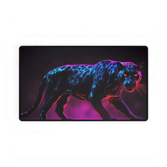 Neon Panther Desk Mat - Stylish Mouse Pad, Office Accessory, Gamer Gift, Home Decor, Desk Organizer
