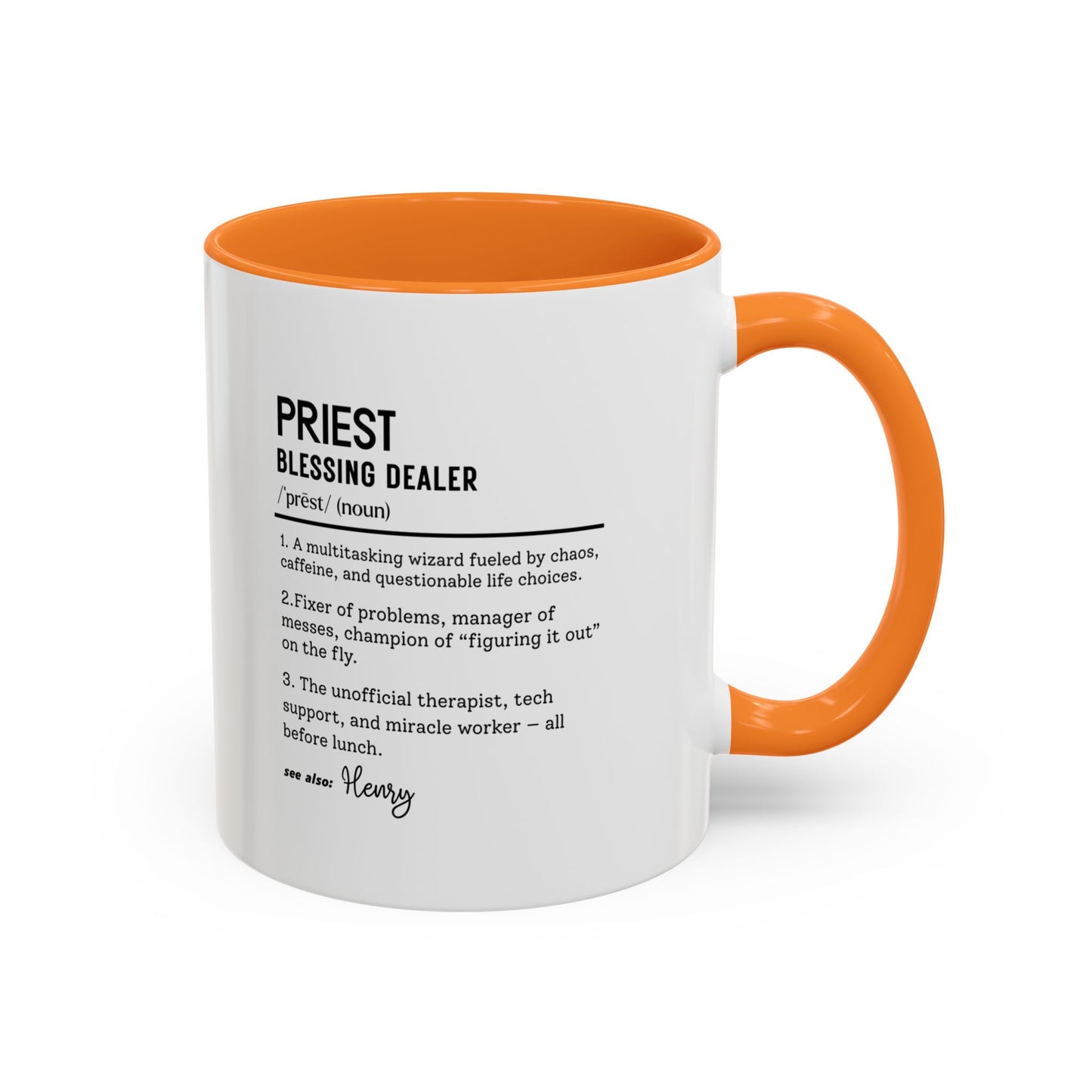 Custom Priest Dictionary Mug, Funny Blessing Dealer Mug, Universal Definition Mug Gift for Priest, Religious Gift Idea, Faith Leader Cup