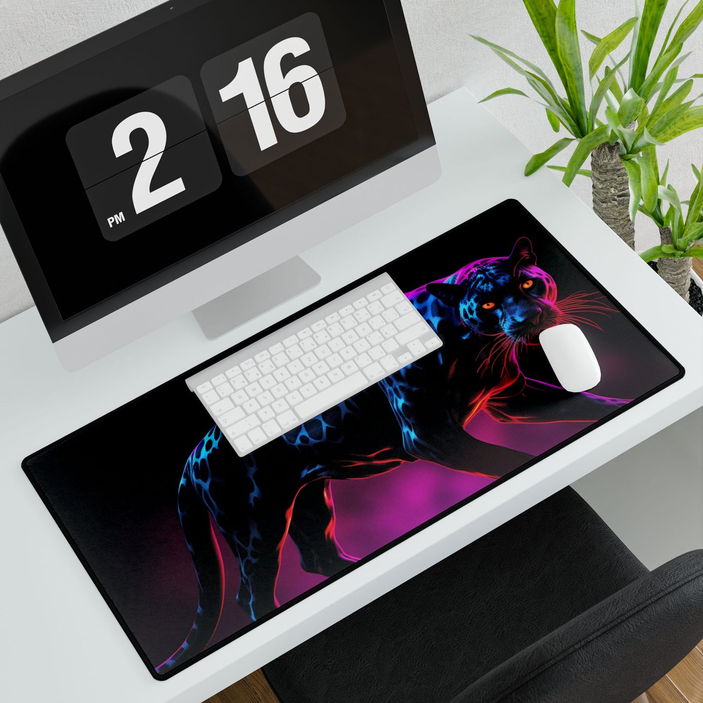 Neon Panther Desk Mat - Stylish Mouse Pad, Office Accessory, Gamer Gift, Home Decor, Desk Organizer
