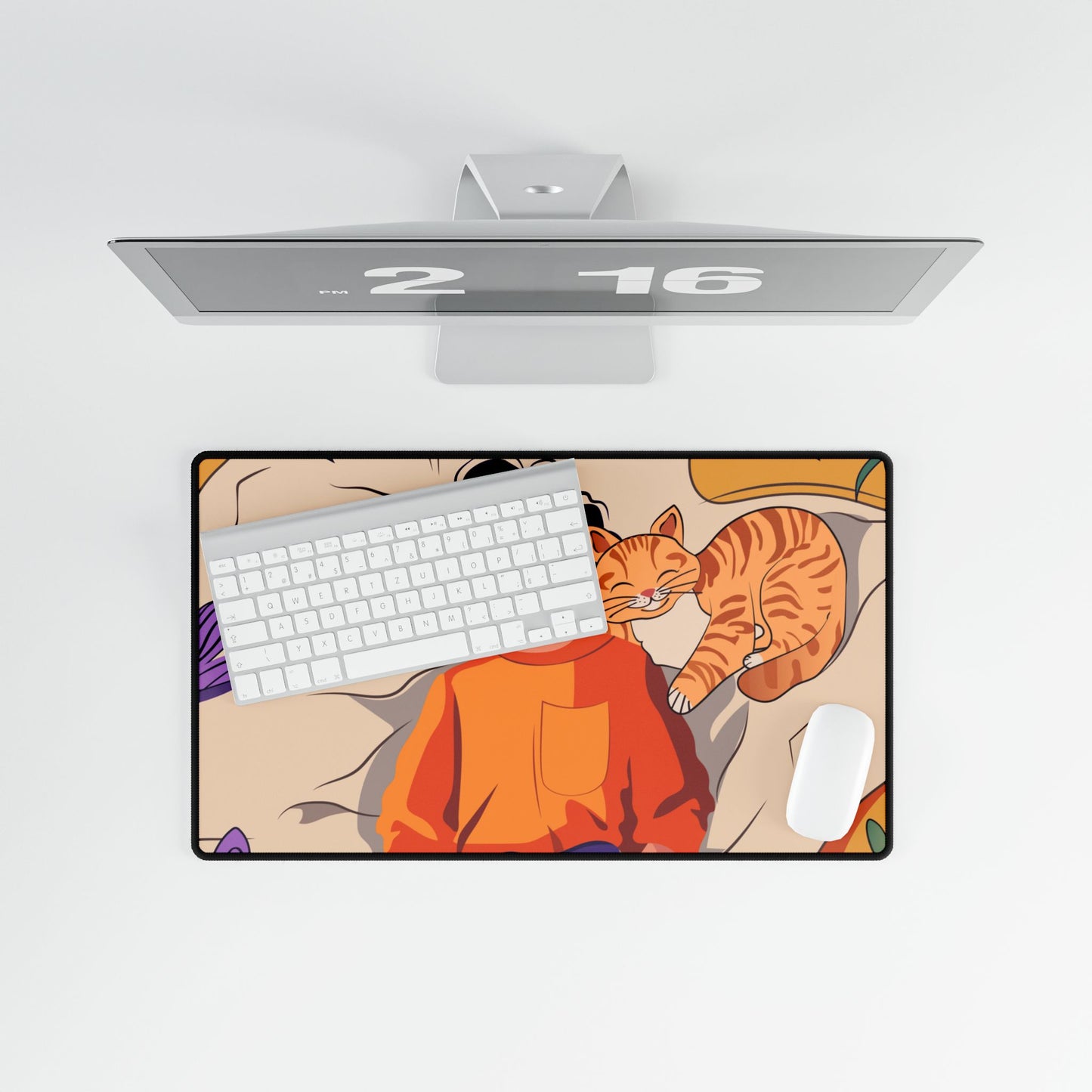 Cozy Cat-Themed Desk Mat, Cute Desk Accessories, Home Office Decor, Gift for Cat Lovers, Relaxing Workspace