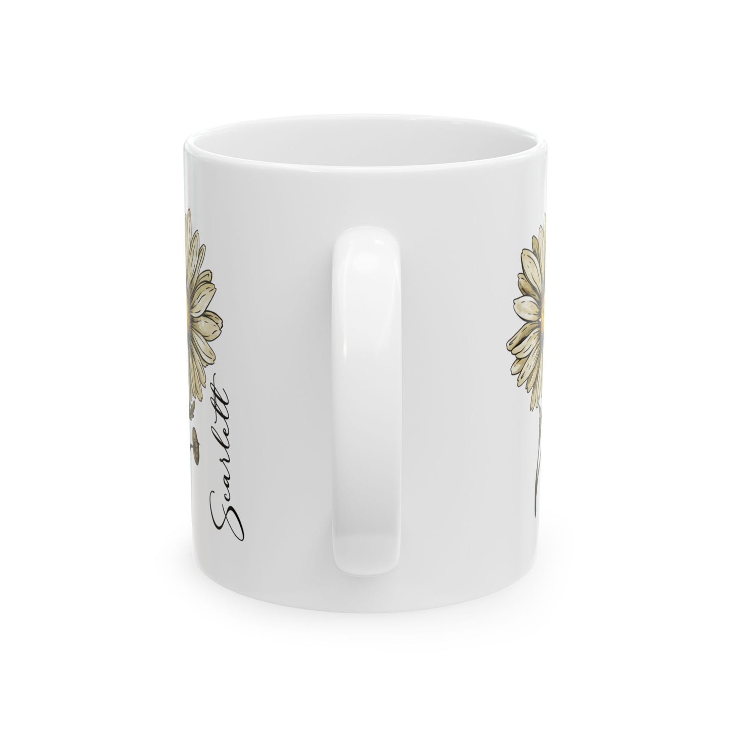 April Birth Flower Daisy Mug 11oz 15oz Custom Floral Coffee Cup Birthday Gift for Her Personalized Ceramic Spring Flower Mug