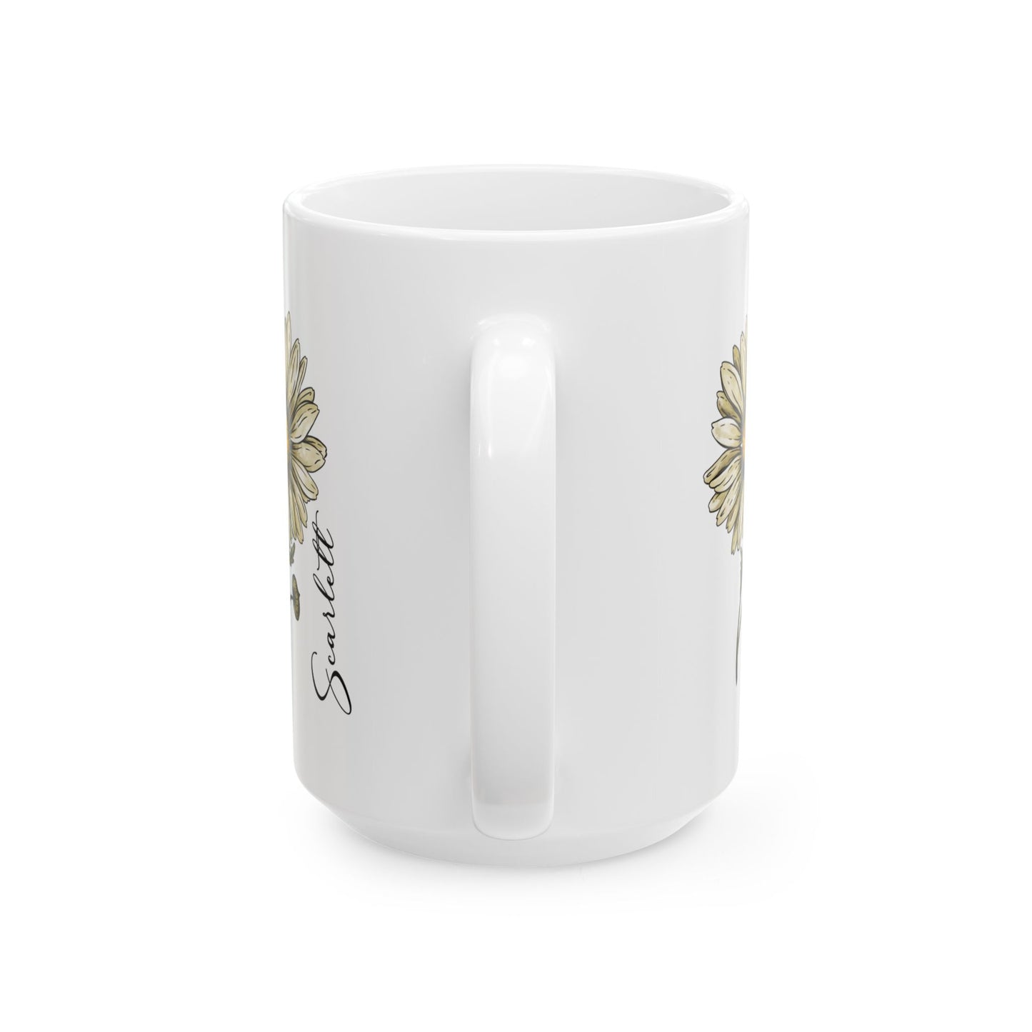 April Birth Flower Daisy Mug 11oz 15oz Custom Floral Coffee Cup Birthday Gift for Her Personalized Ceramic Spring Flower Mug