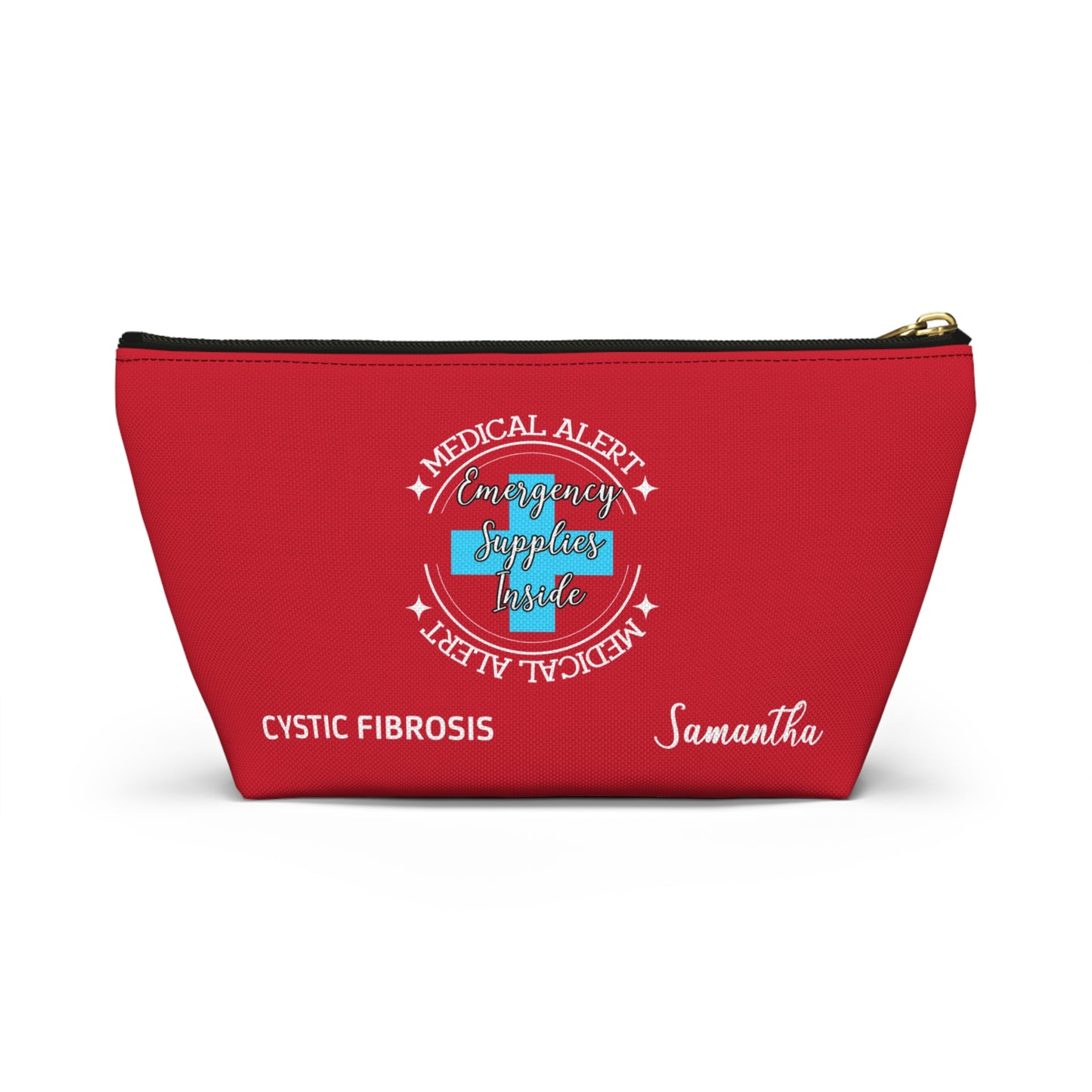 Personalized Medical Alert Emergency Supplies Pouch for Cystic Fibrosis Samantha Daily Medication and Respiratory Care Organizer