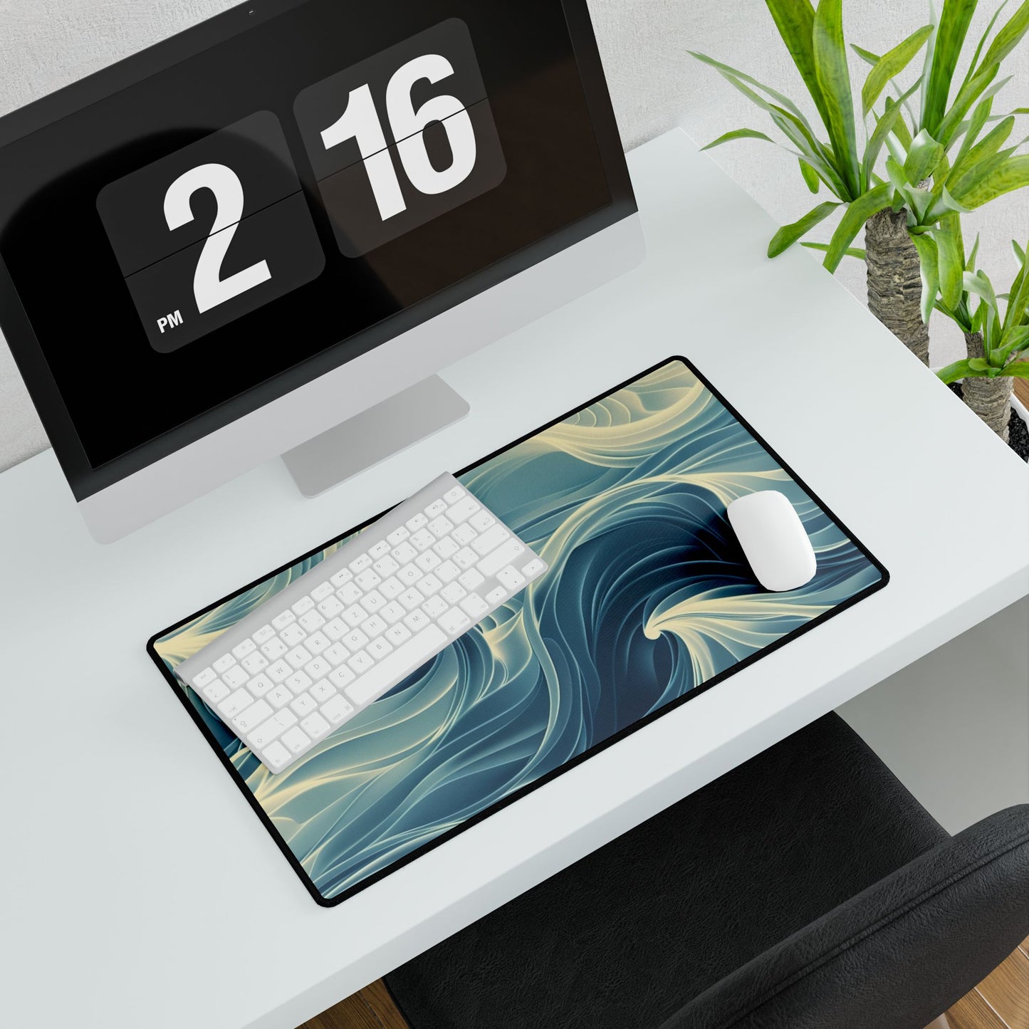 Ocean Wave Desk Mat, Office Decor, Gaming Mouse Pad, Stylish Workspace Accessories, Gift for Students & Creatives
