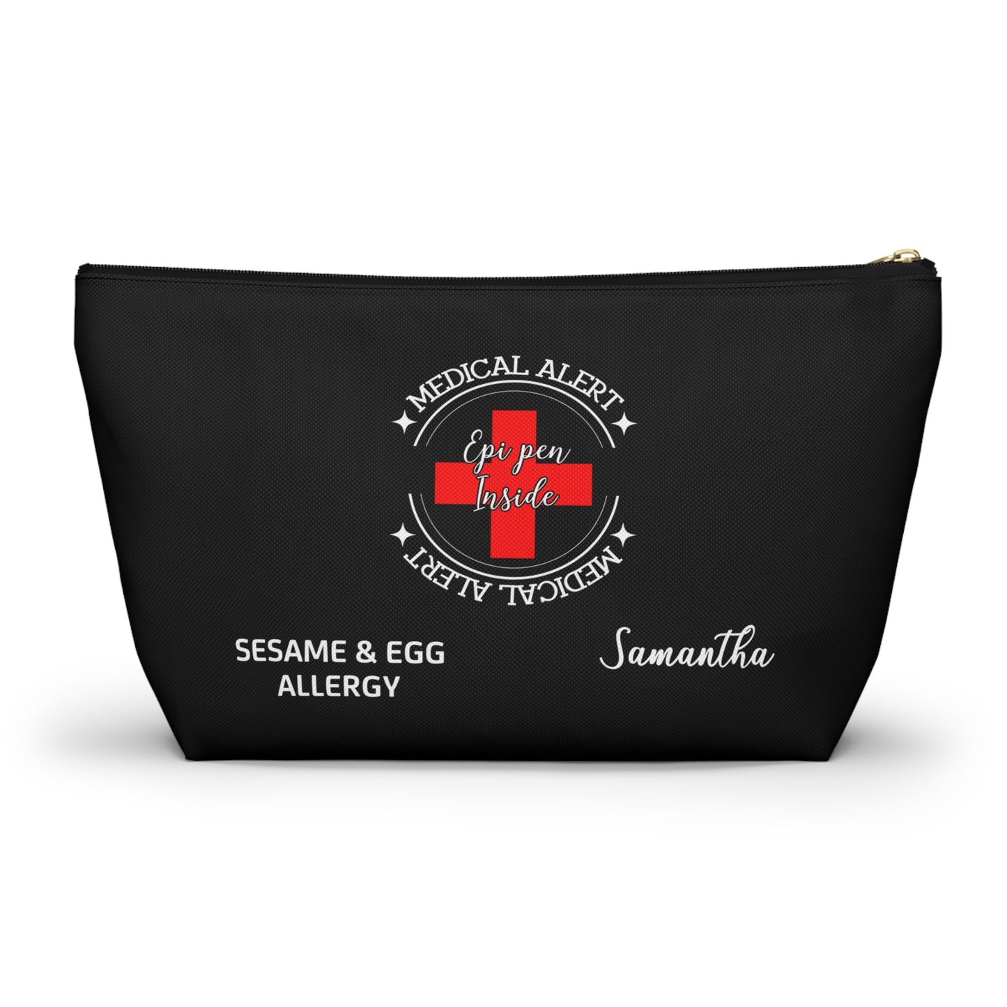 Personalized Medical Alert EpiPen Pouch for Sesame and Egg Allergy Samantha Emergency Allergy Kit Travel Organizer and Storage Bag