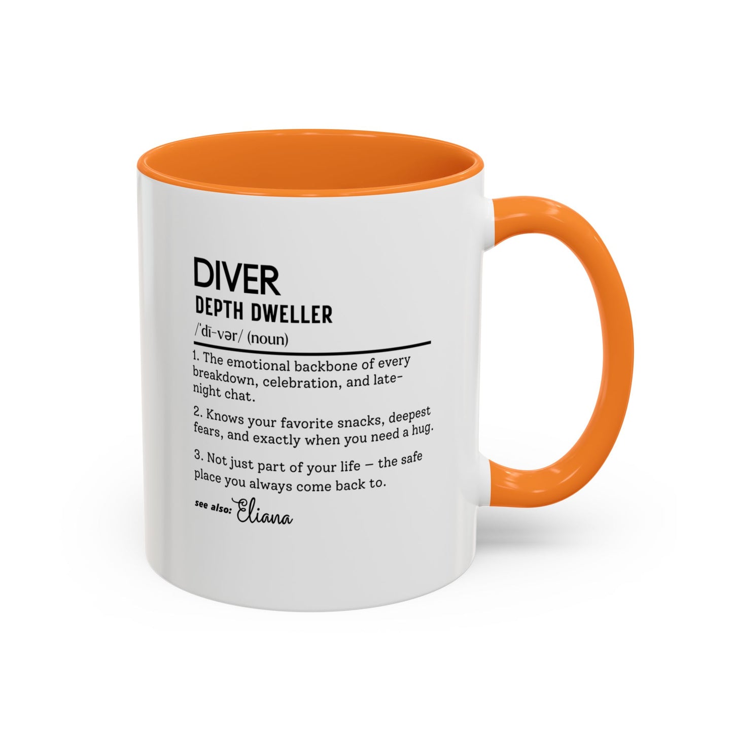 Diver Dictionary Mug, Funny Depth Dweller Coffee Cup, Custom Ocean Lover Mug Gift, Colorful Mugs (11oz, 15oz), Scuba Diver Gift