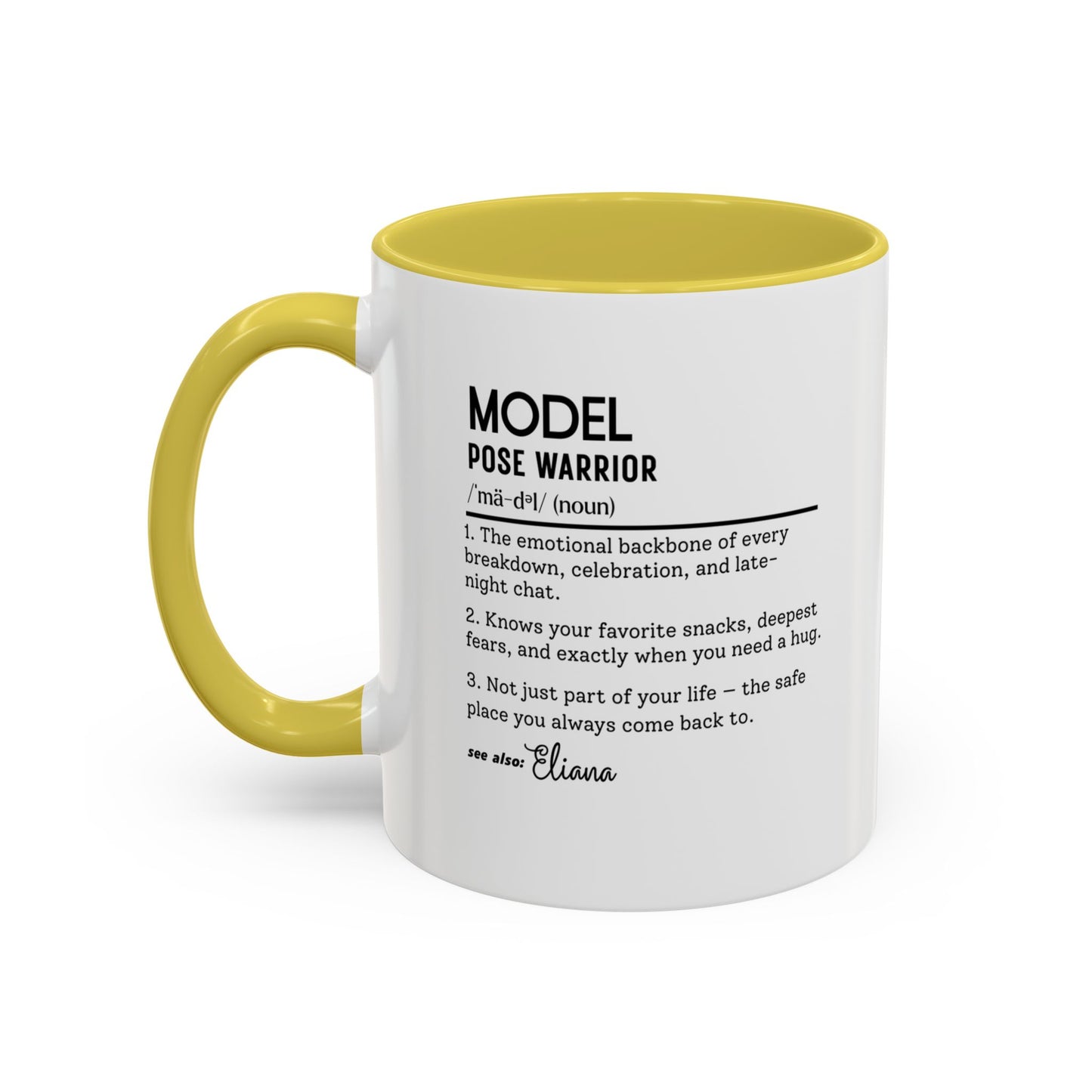 Model Dictionary Mug, Funny Pose Warrior Mug Gift, Personalized Runway Star Coffee Cup, Colorful Mugs (11oz, 15oz)