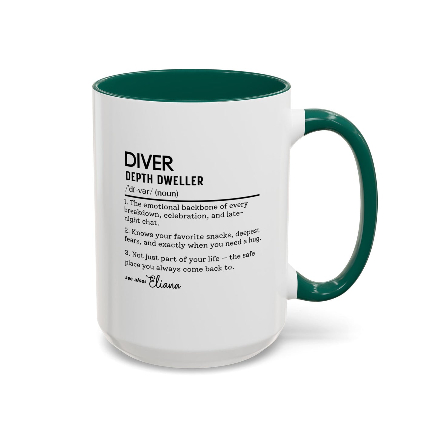 Diver Dictionary Mug, Funny Depth Dweller Coffee Cup, Custom Ocean Lover Mug Gift, Colorful Mugs (11oz, 15oz), Scuba Diver Gift