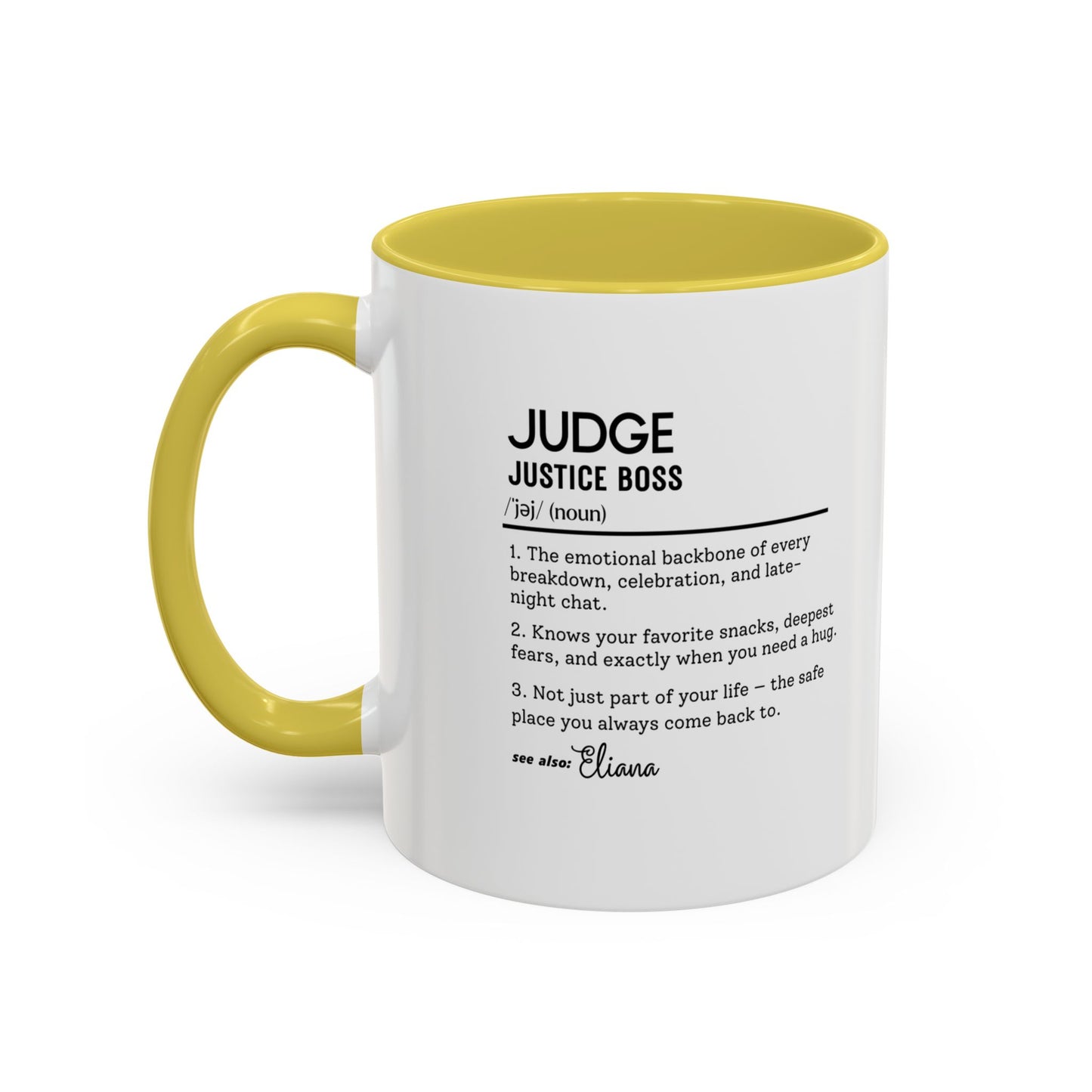Judge Dictionary Mug, Funny Justice Boss Coffee Cup, Custom Courtroom Gift Idea, Law Office Decor Mug