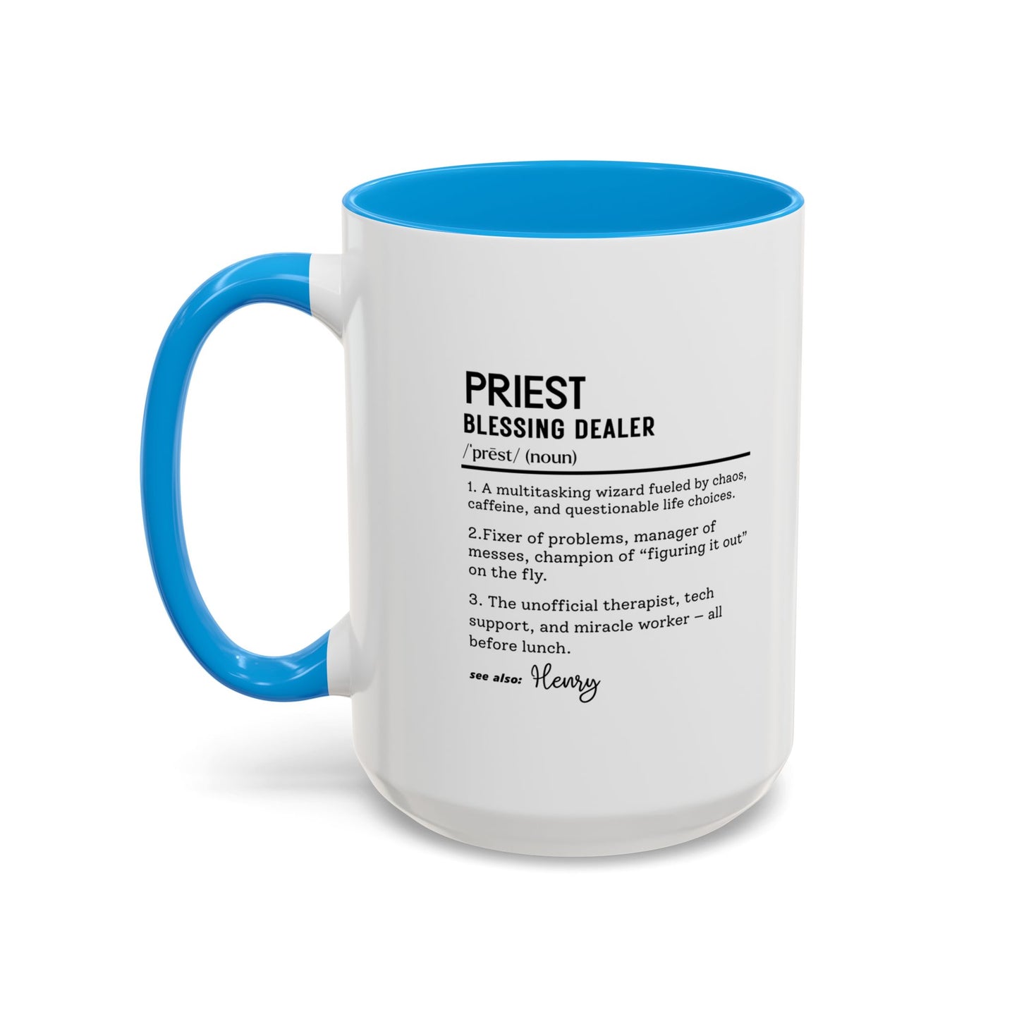 Custom Priest Dictionary Mug, Funny Blessing Dealer Mug, Universal Definition Mug Gift for Priest, Religious Gift Idea, Faith Leader Cup