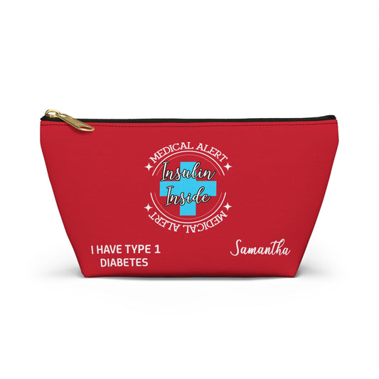 Personalized Medical Alert Insulin Pouch for Type 1 Diabetes Samantha Insulin Storage Emergency Diabetes Kit Travel School Ready