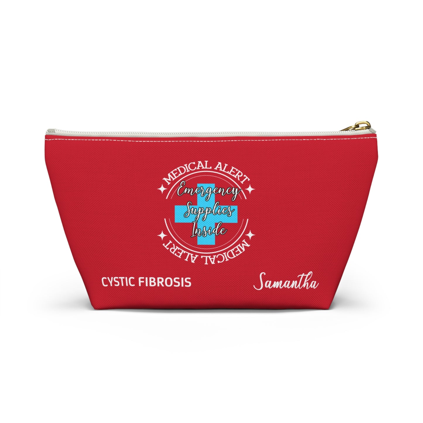 Personalized Medical Alert Emergency Supplies Pouch for Cystic Fibrosis Samantha Daily Medication and Respiratory Care Organizer