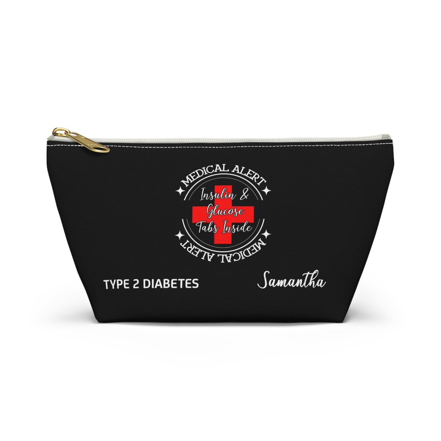 Personalized Medical Alert Insulin and Glucose Pouch for Type 2 Diabetes Samantha Emergency Medications Organizer and Travel Bag