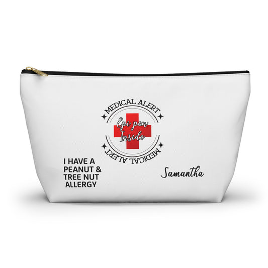 Medical Alert Epipen Inside Samantha Peanut and Tree Nut Allergy Pouch Personalized Allergy Bag for Kids Adults Travel Medication Holder