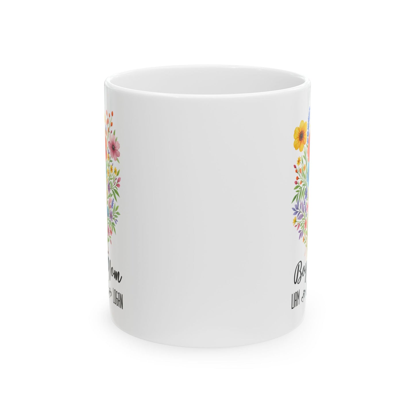 Boy Mom Mug 11oz 15oz Personalized Coffee Cup Gift for Moms with Sons Custom Ceramic Mug for Her Mothers Day or Birthday Gift Idea