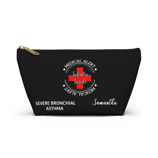 Personalized Medical Alert Inhaler Pouch for Severe Bronchial Asthma Samantha Asthma Meds Organizer and Emergency Travel Bag
