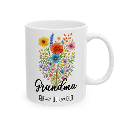 Grandma Mug 11oz 15oz Custom Coffee Cup Gift for Grandma Birthday or Mothers Day Personalized Ceramic Mug for Her from Grandkids