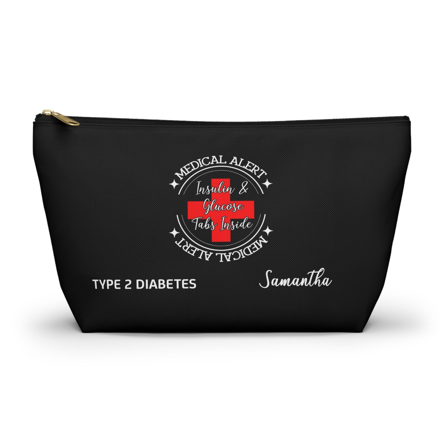 Personalized Medical Alert Insulin and Glucose Pouch for Type 2 Diabetes Samantha Emergency Medications Organizer and Travel Bag