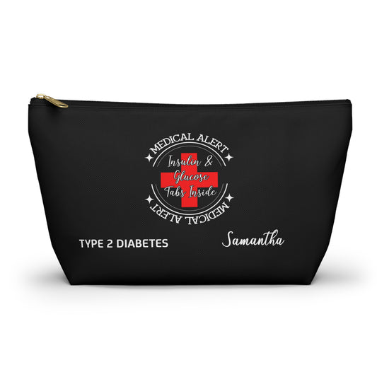 Personalized Medical Alert Insulin and Glucose Pouch for Type 2 Diabetes Samantha Emergency Medications Organizer and Travel Bag