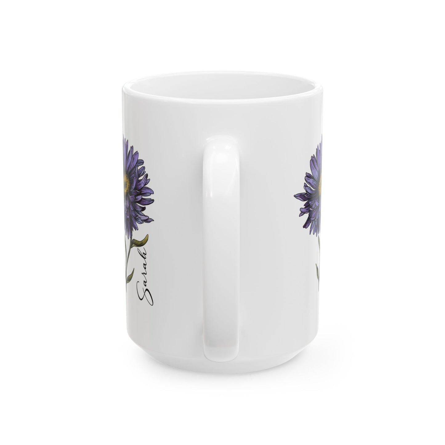 Aster September Month Birth Flower Ceramic Mug (11oz, 15oz) - Vibrant Floral Design