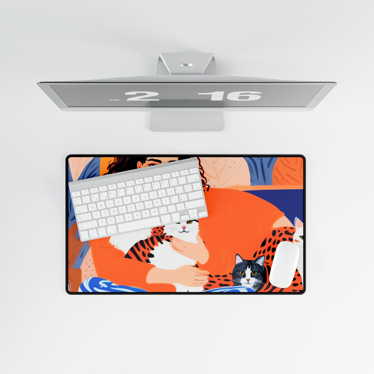 Chic Cat-themed Desk Mat, Decorative Office Mat, Animal Lover Gift, Home Office Decor, Cat Lover's Desk Accessory