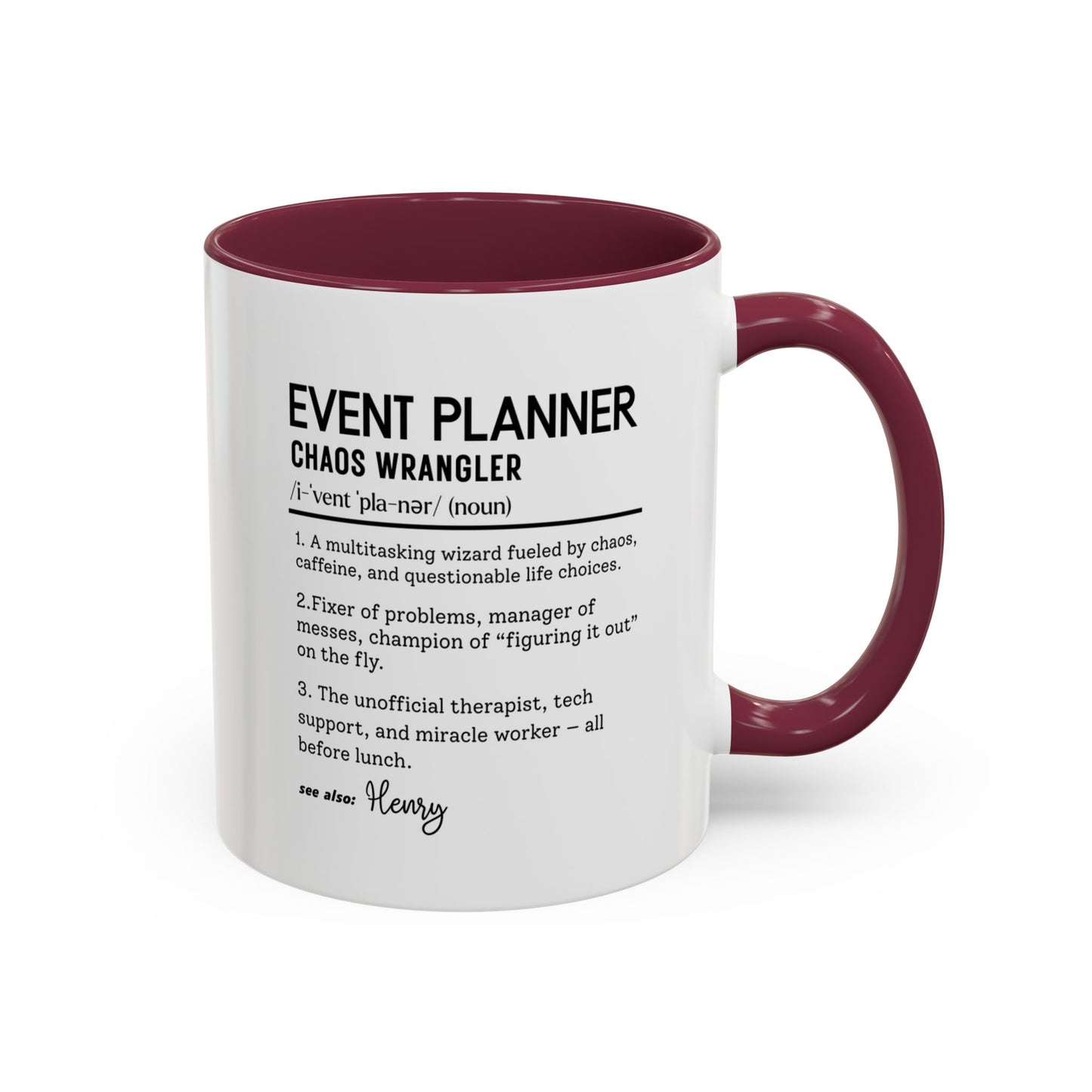 Custom Event Planner Mug, Funny Organizer Gift, Planner Dictionary Mug, Personalized Party Mug, Colorful Mugs (11oz, 15oz)