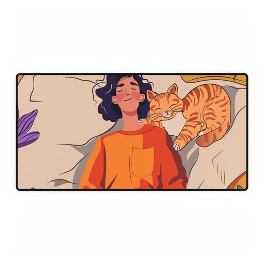 Cozy Cat-Themed Desk Mat, Cute Desk Accessories, Home Office Decor, Gift for Cat Lovers, Relaxing Workspace